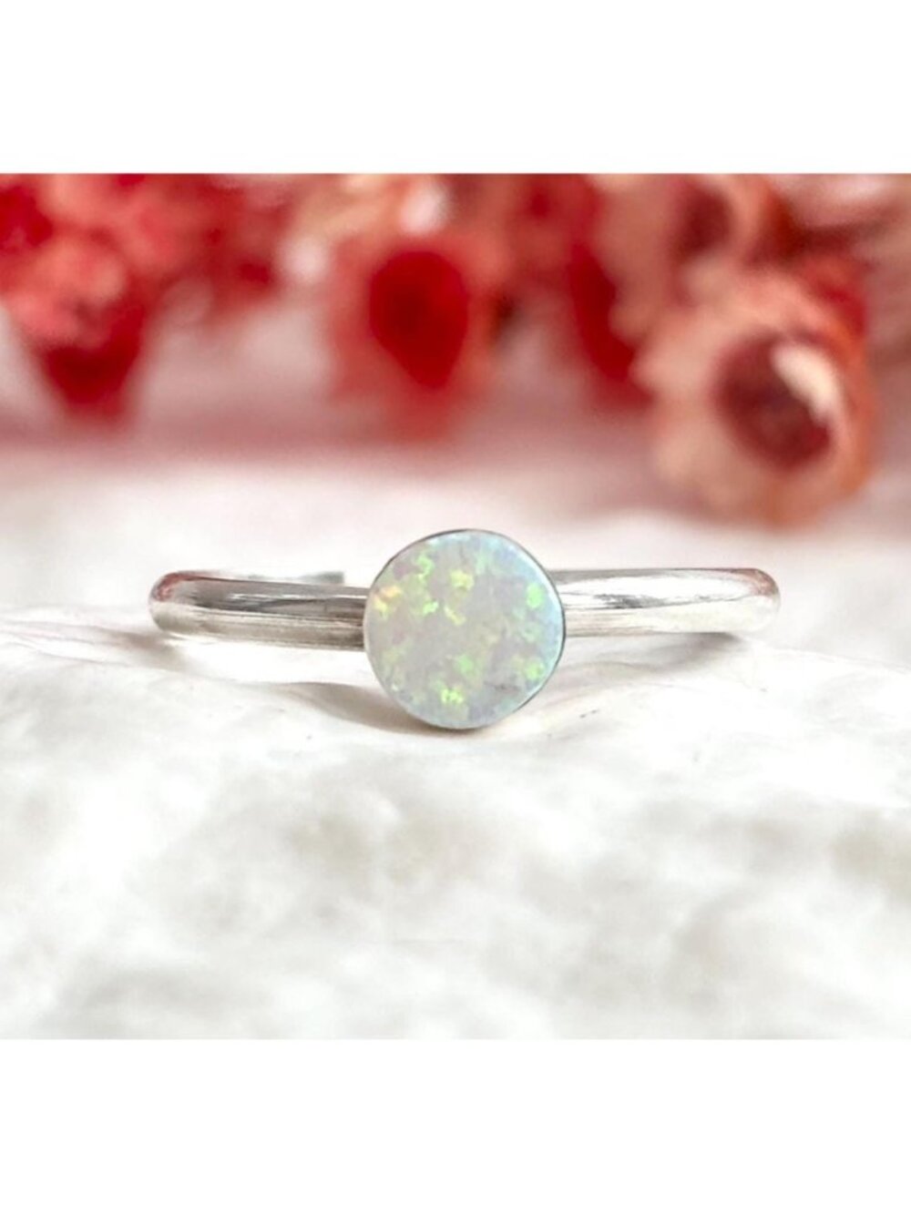 Zuni Angie Rosetta White Opal Delicate Sterling Silver 925 Vintage Ring sz 6.25